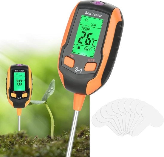 Multifunzione per il controllo dell'umidità del terreno per piante - indicatore di pH, temperatura e livello di acqua