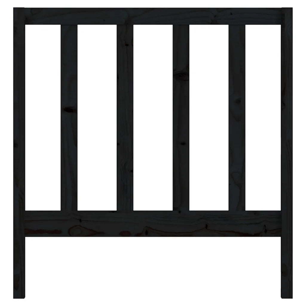 Testiera per Letto Nera 96x4x100 cm in Legno Massello di Pino