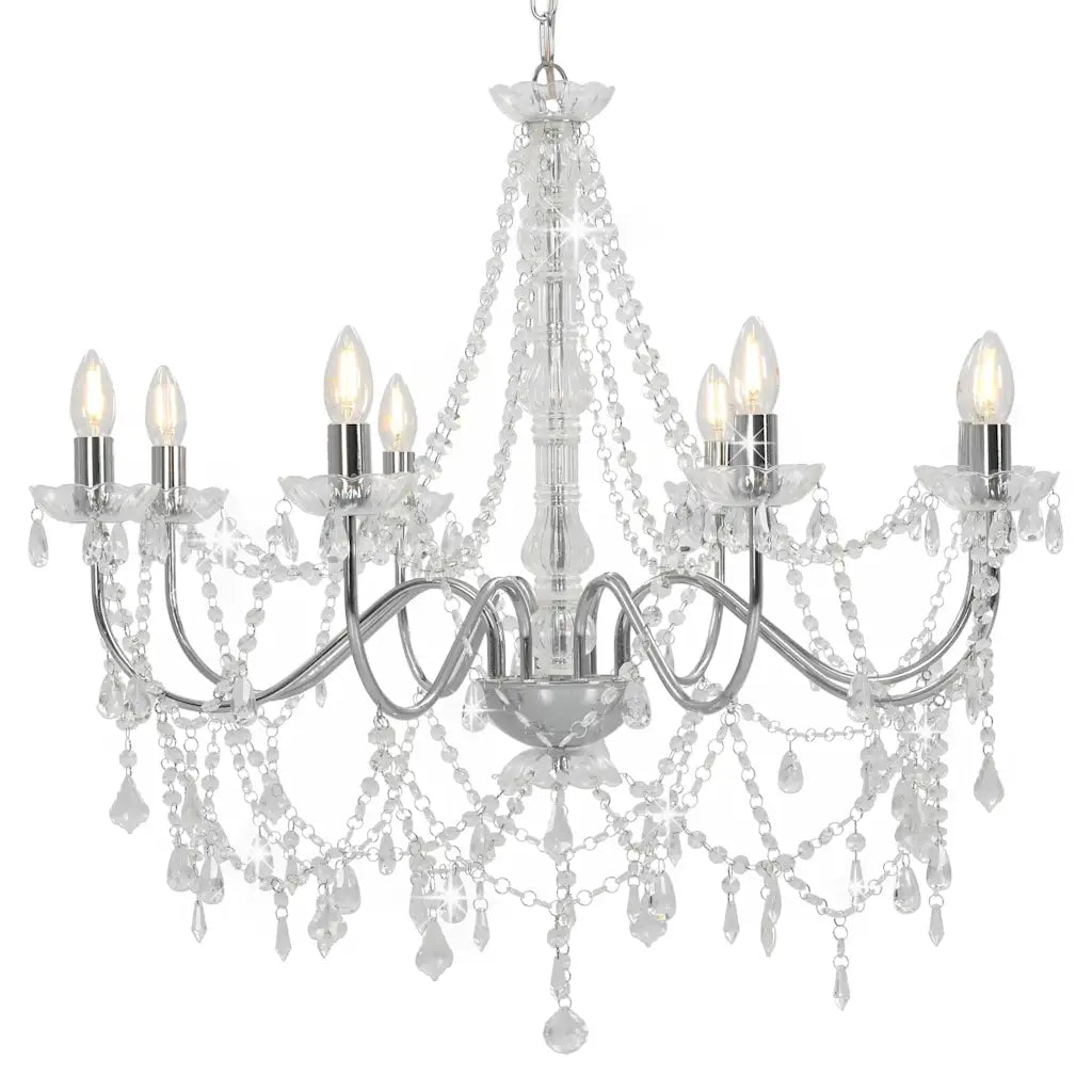 Elegante lampadario antico con perle di cristallo 80 x 75 cm atmosfera accogliente metallo argentato 02_0046412