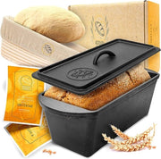Forma per pane da 28 cm con coperchio e mandata per la fermentazione - acciaio inox robusto - ideale per pane casalingo