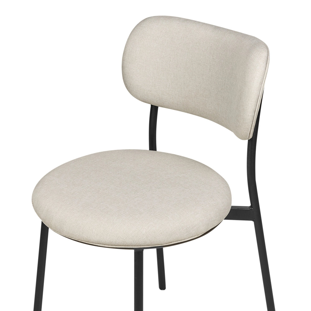 Set di 2 sedie da pranzo Beige Sedute in poliestere Gambe in metallo senza braccioli per la sala da pranzo Cucina