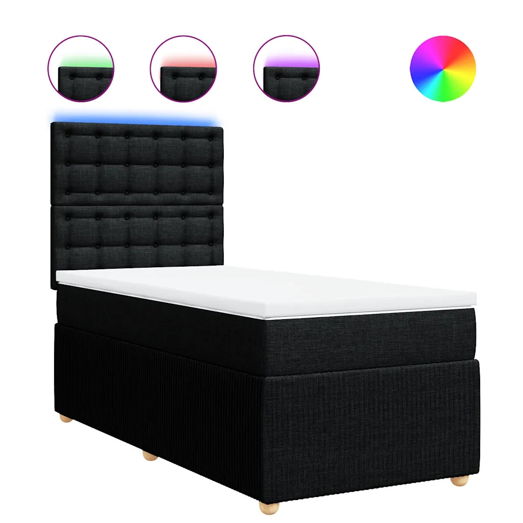 Giroletto a Molle con Materasso Nero 90x190 cm in Tessuto