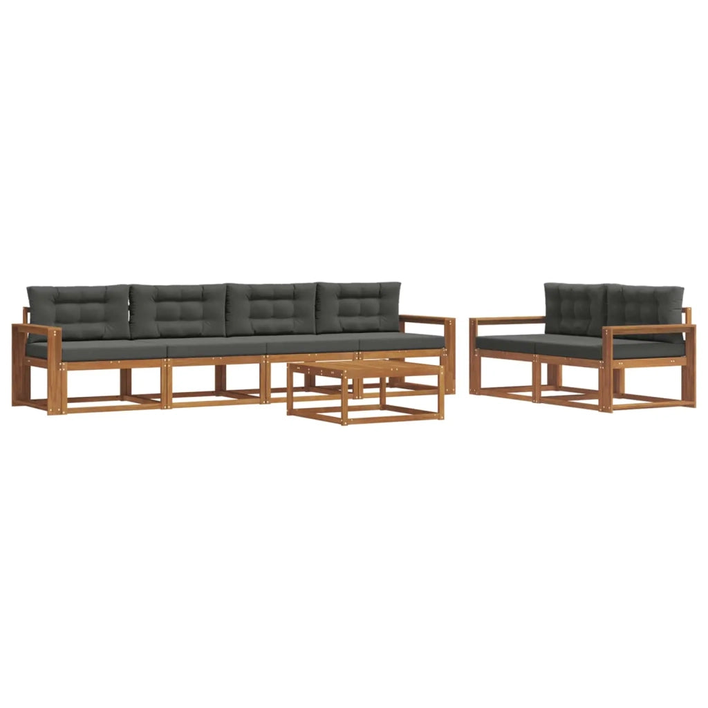 Set di divani da esterno con cuscino 7 pcs Naturale e Antracite 3367235