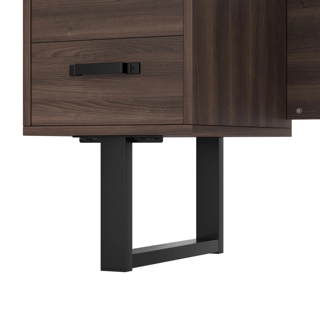 Scrivania da ufficio 135 x 54 cm in MDF e metallo con 2 cassetti, marrone e nero
