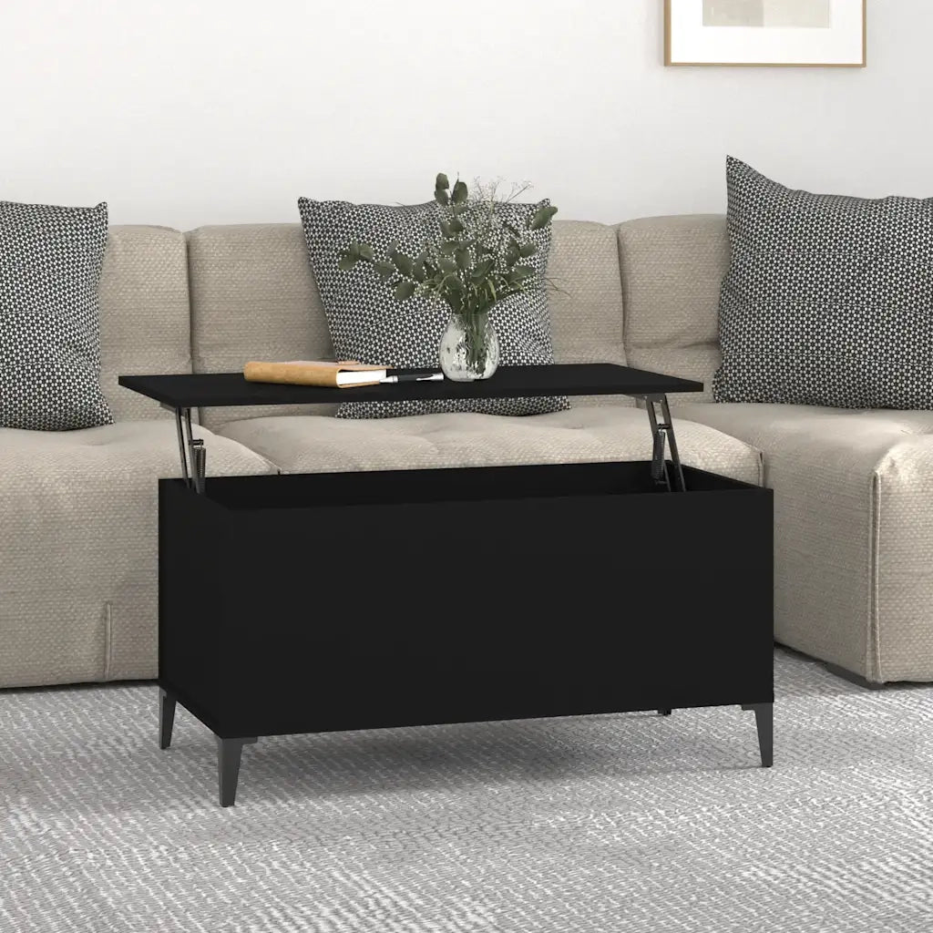 Tavolino da salotto | Tavolino da caff¨¨ | Tavolino da Soggiorno Nero 90x44,5x45 cm in Legno Multistrato