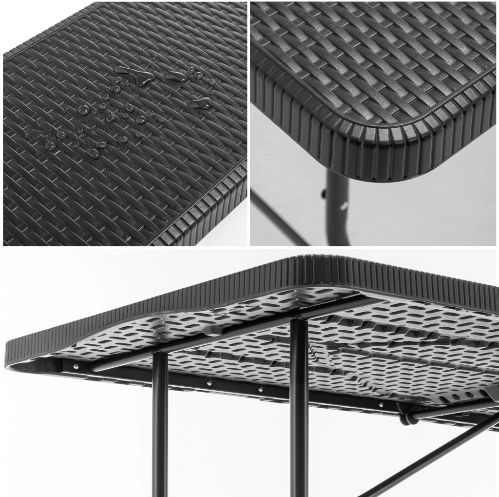 Set tavolo da picnic pieghevole 6 ft con 2 panche; nero
