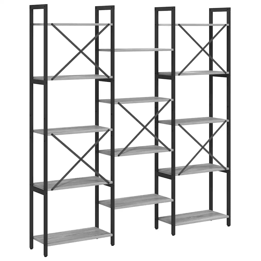 Libreria-Scaffale per Libri-Mobile di Stoccaggio Grigio sonoma 156 x 25 x 167 cm Legno multistrato