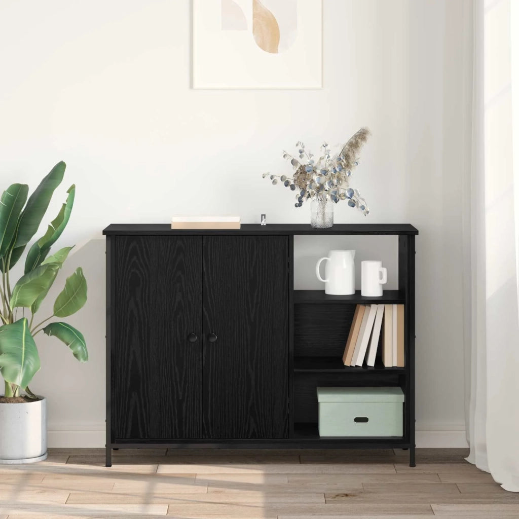Credenza | Madia | Buffet da pranzo | Armadio da pranzo Rovere Nero 100 x 33 x 75 cm Legno multistrato
