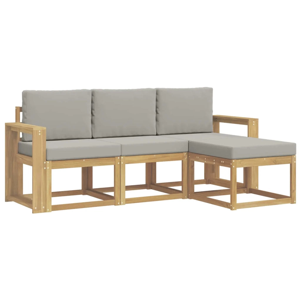 Set di divani da esterno 4 pcs Bianco e Grigio Chiaro 3387460
