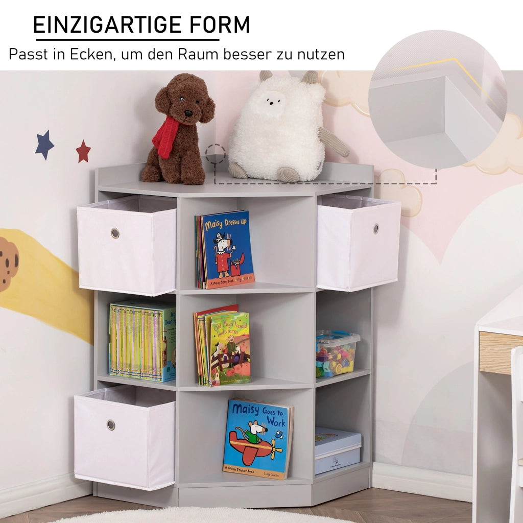 Cassettiera per bambini con 3 cassetti ¨C zephmum ¨C grigio 60x40x cm