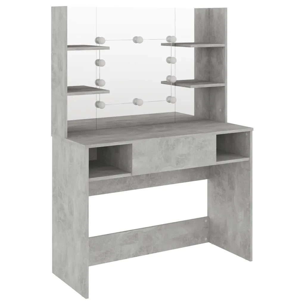 Toeletta | Tavolo da Trucco con Luci LED 100x40x135 cm in MDF Grigio Cemento
