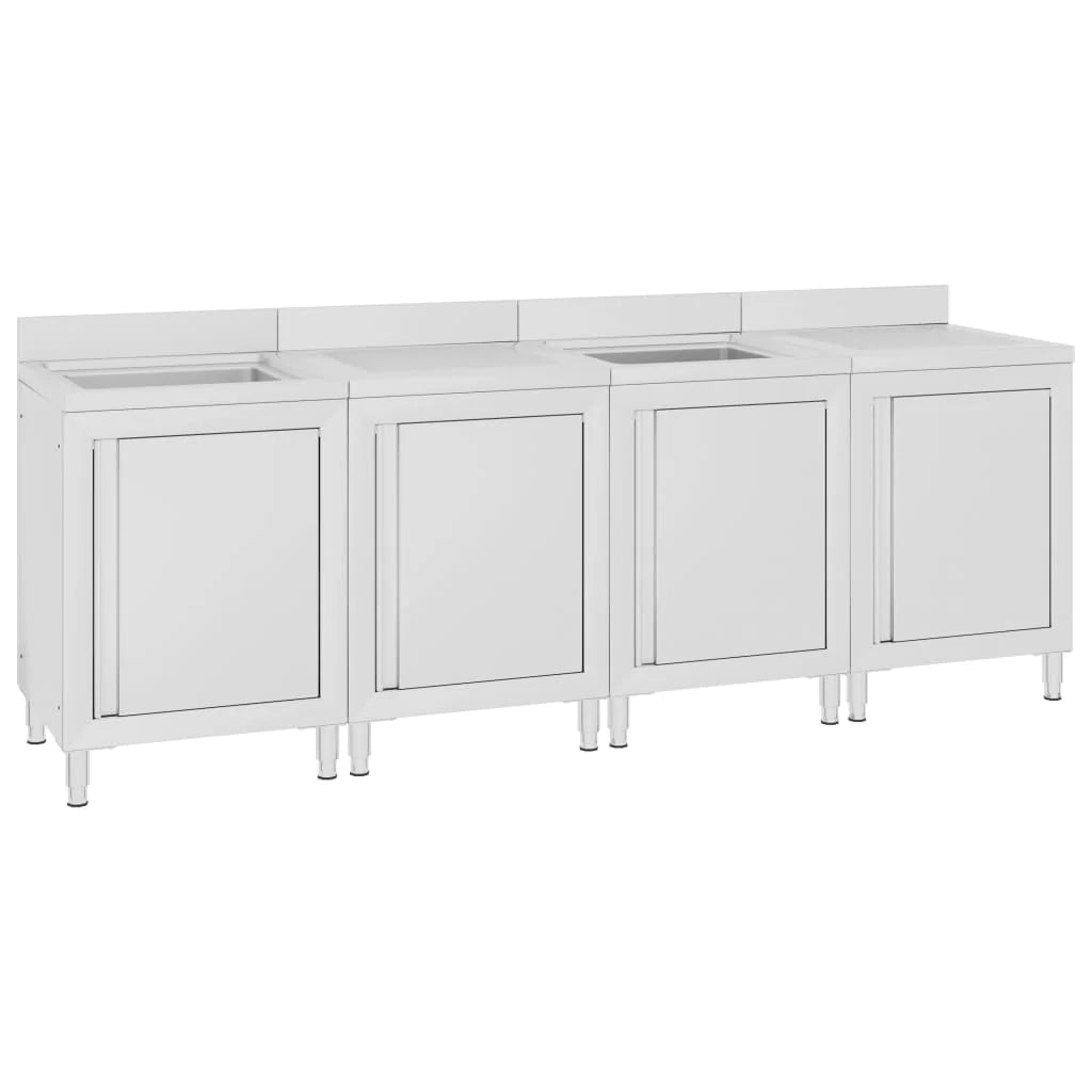 Lavello da cucina professionale 240 x 60 x 96 cm in acciaio inox 02_0000722