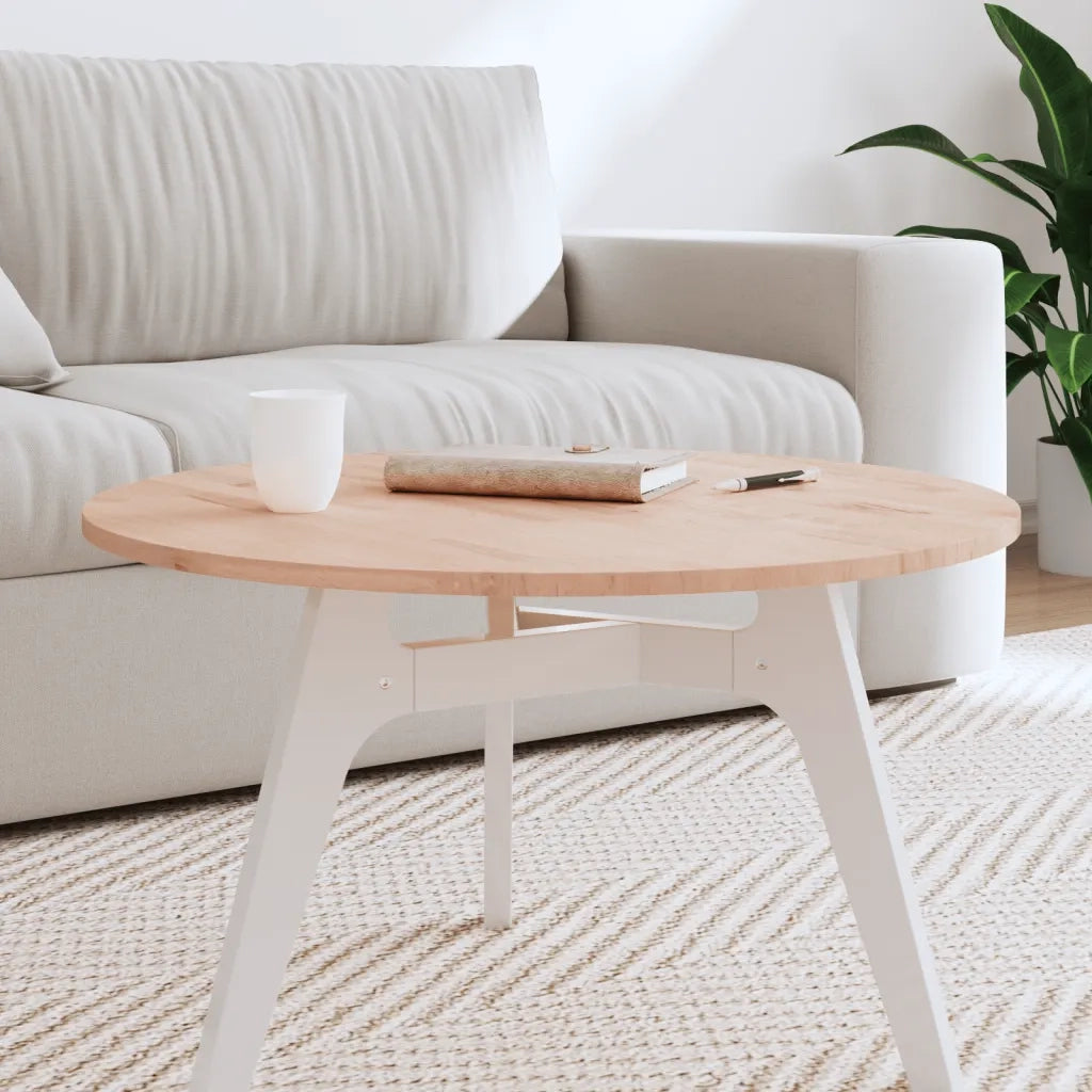 Piano per Tavolo | Superficie Tavolo | Piano Scrivania ?70x1,5 cm Rotondo in Legno Massello di Faggio