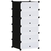 Scarpiera Modulare Salvaspazio con 6 Scatole in Plastica PP e Acciaio, 49x36.5x108 cm, Nero e Trasparente