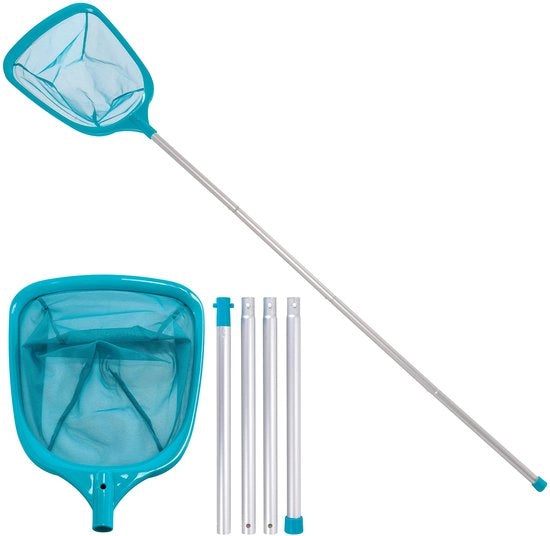 Piscina Spazzola a mano 1,8m - 4 Stanghe in Alluminio - Reticolo 6" Ultrafino - 152cm Lungo - Per Piscine e Fontane Termali