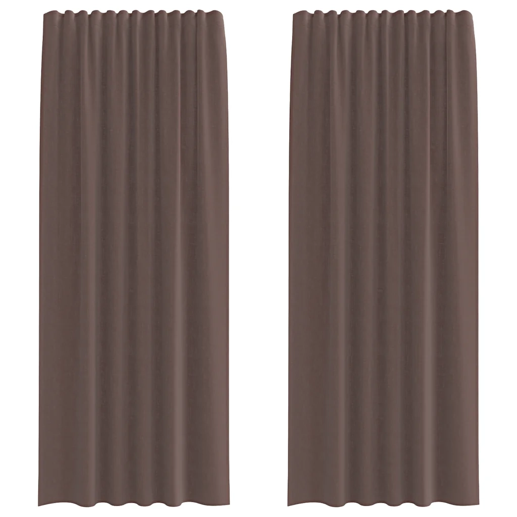 Tende in Voile con Linguetta 2 pz Marrone 4102263