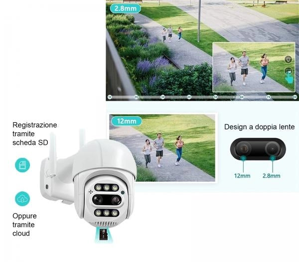 TELECAMERA IP CAM WIFI CAMERA DOME WIRELESS ESTERNO SD 4MP micro SD. ART-34216