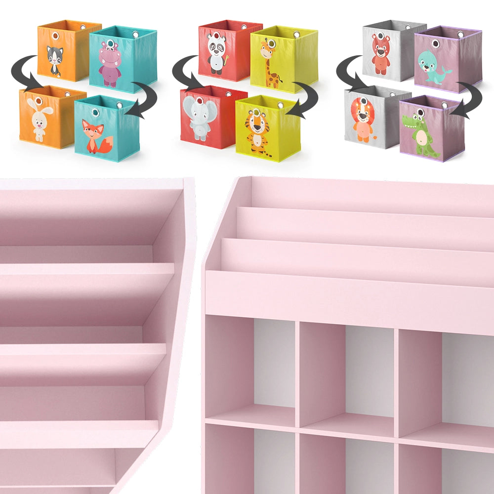 Vicco Libreria bambini rosa 107.2 x 114.2 cm con 6 scatole pieghevoli (colorate)