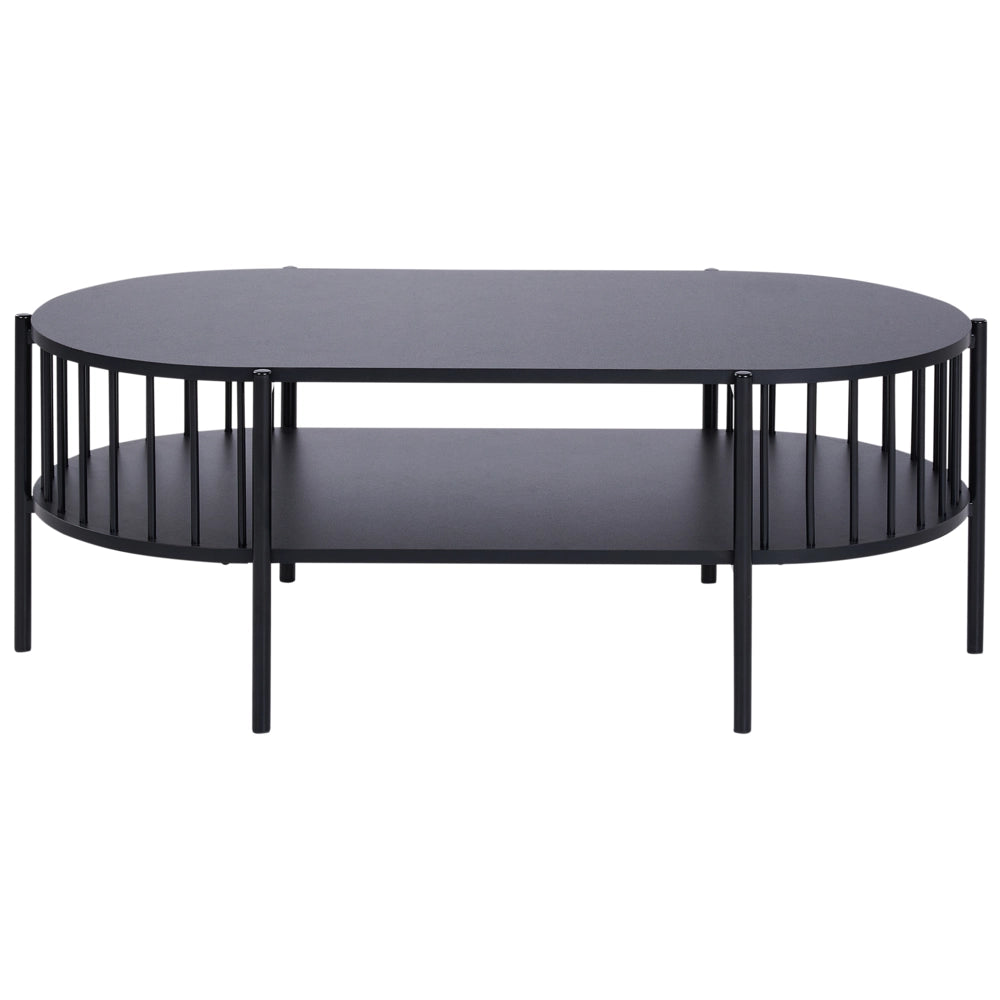 Tavolino ovale con ripiano Piano lungo 103 x 50 cm nero stile retrò