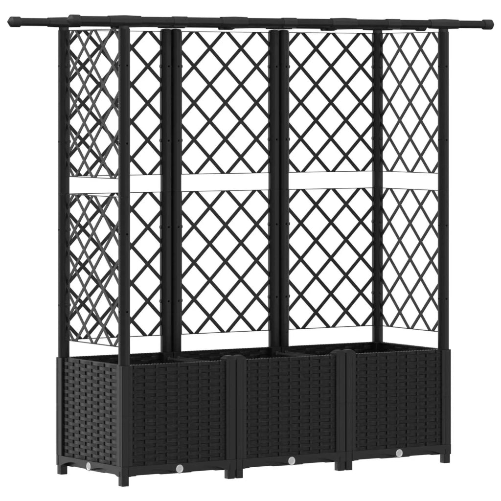 Letto Rialzato con Griglia e Tetto Nero 163,5 x 40 x 138 cm PP 42032549