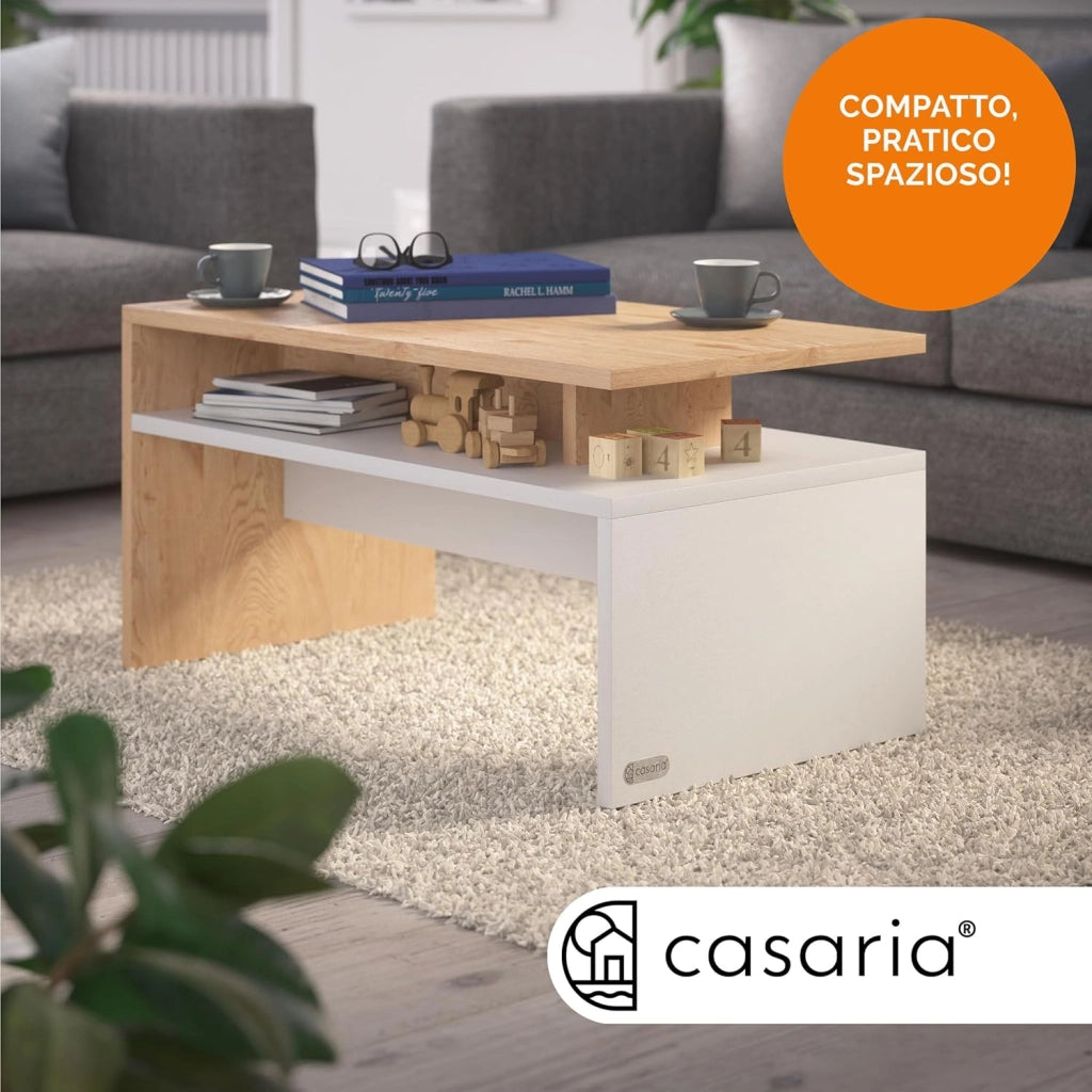 ® Tavolino Salotto da Divano 95x55x50cm Mobiletto Basso in Legno Carico Max 50kg Tavolo Moderno Soggiorno da Caffé da Pranzo Coffe Table Letto
