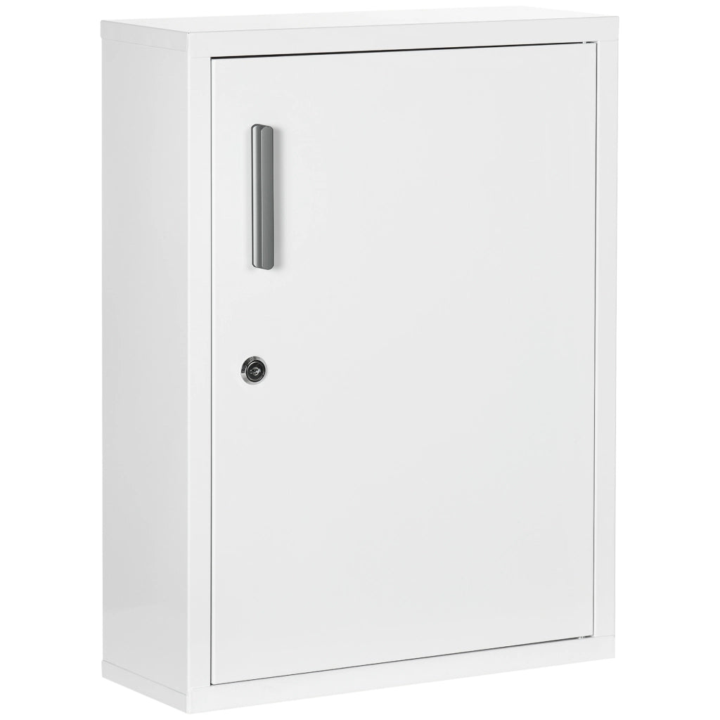 Armadietto da bagno con 3 ripiani e porta a chiave ¨C zephmum ¨C bianco 40x15x53,5 cm