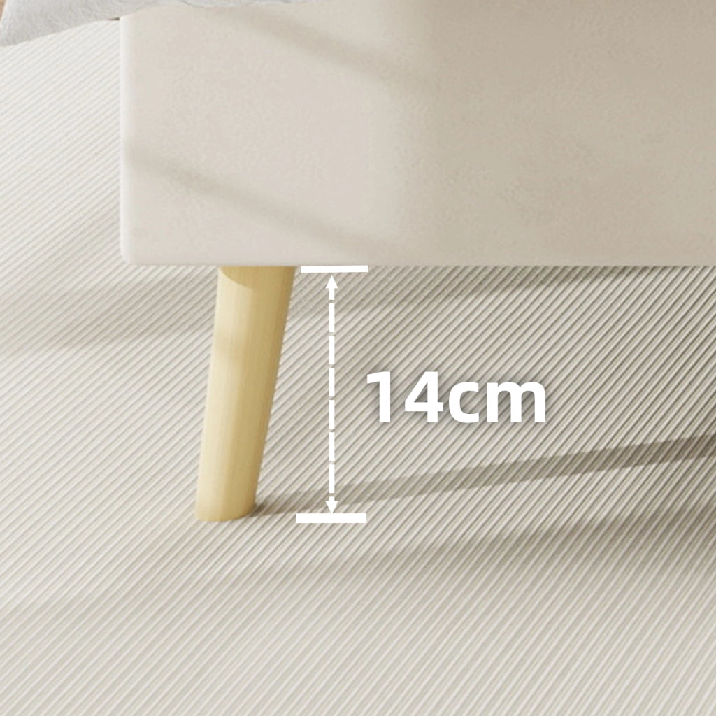 Letto Matrimoniale 140x200 cm con spazio inferiore; Testiera Alta in Velluto Beige