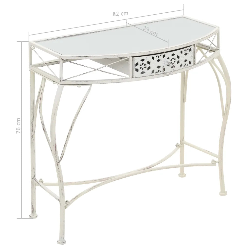 Tavolino Laterale | Tavolo laterale in Stile Francese in Metallo 82x39x76 Bianco
