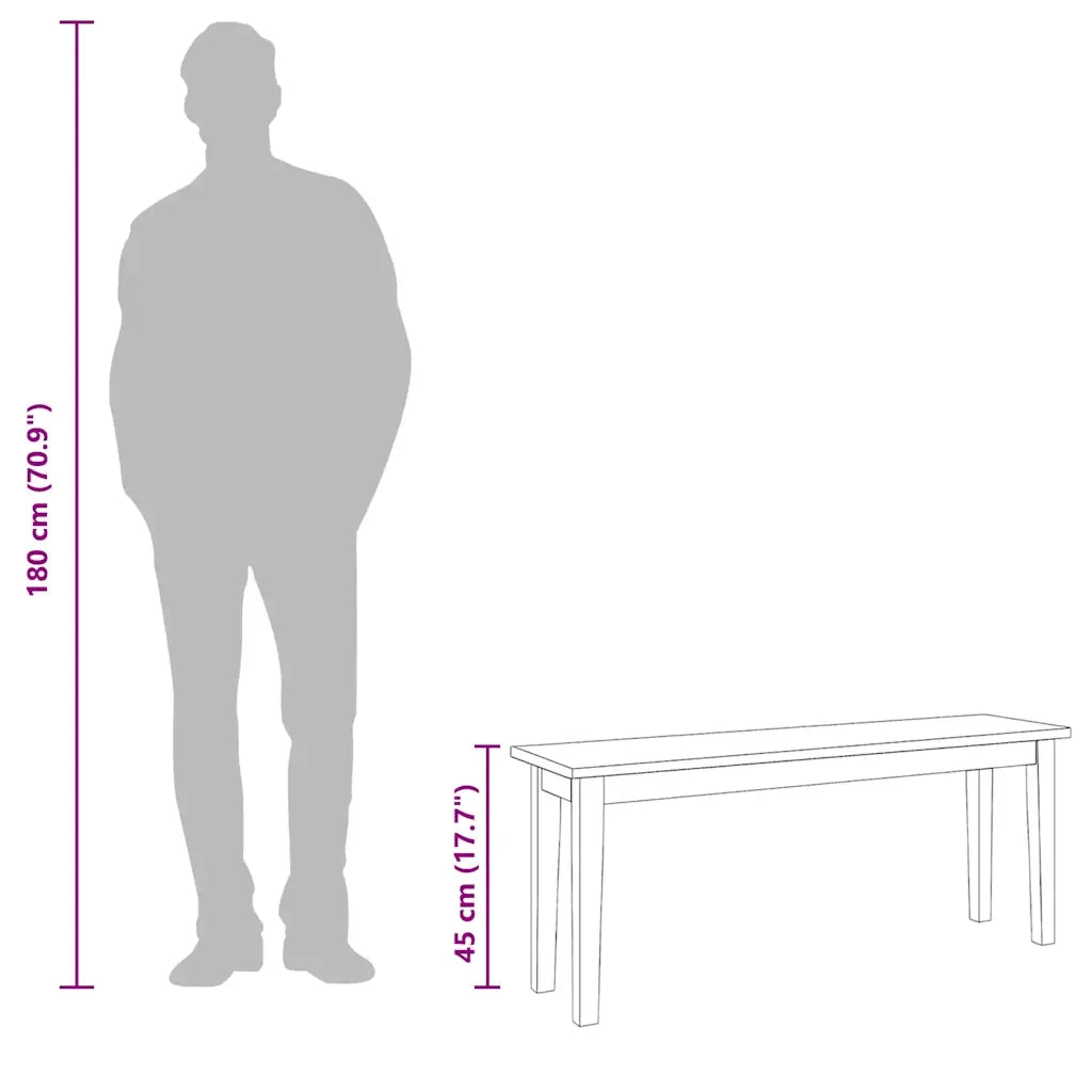 Panca 110 cm Bianco in Legno Massello di Hevea 4102608