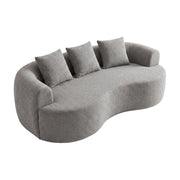 Yoko - Divano Angolare Curvo 200x62x105 a Compressione in Tessuto Bouclé Grigio