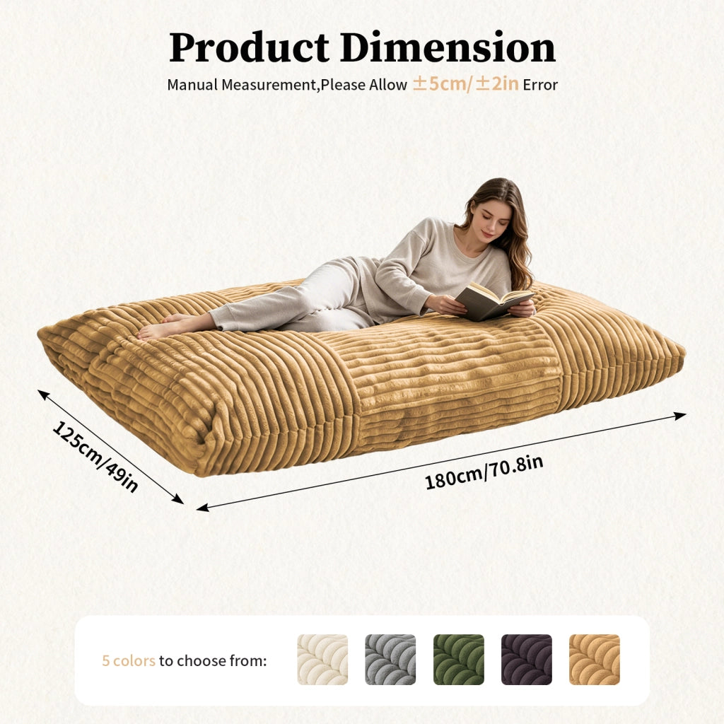 Poltrona pouf convertibile 3 in 1 con funzione letto in corduroy giallo