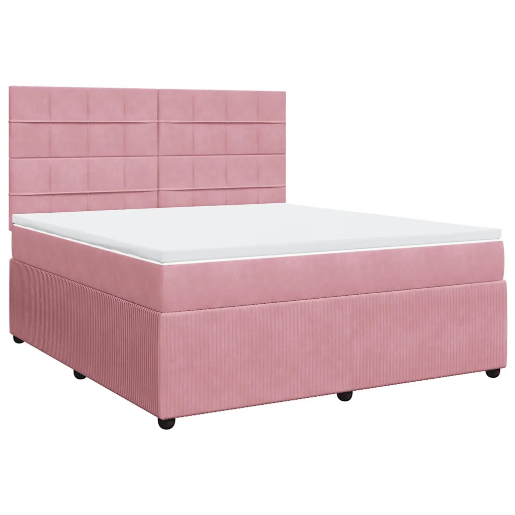 Giroletto a Molle con Materasso Rosa 180x200 cm in Velluto 3292411
