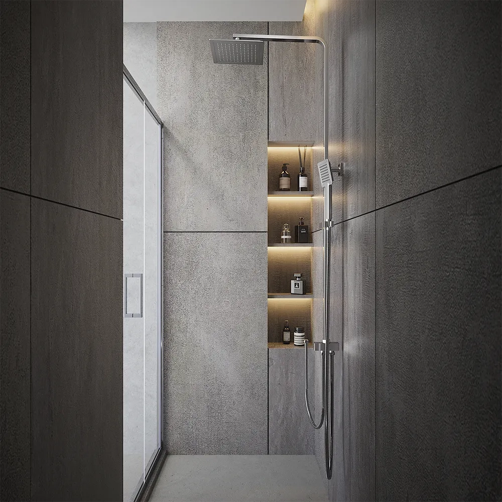 Colonna doccia soffione 20x20 cm in acciaio | Toce
