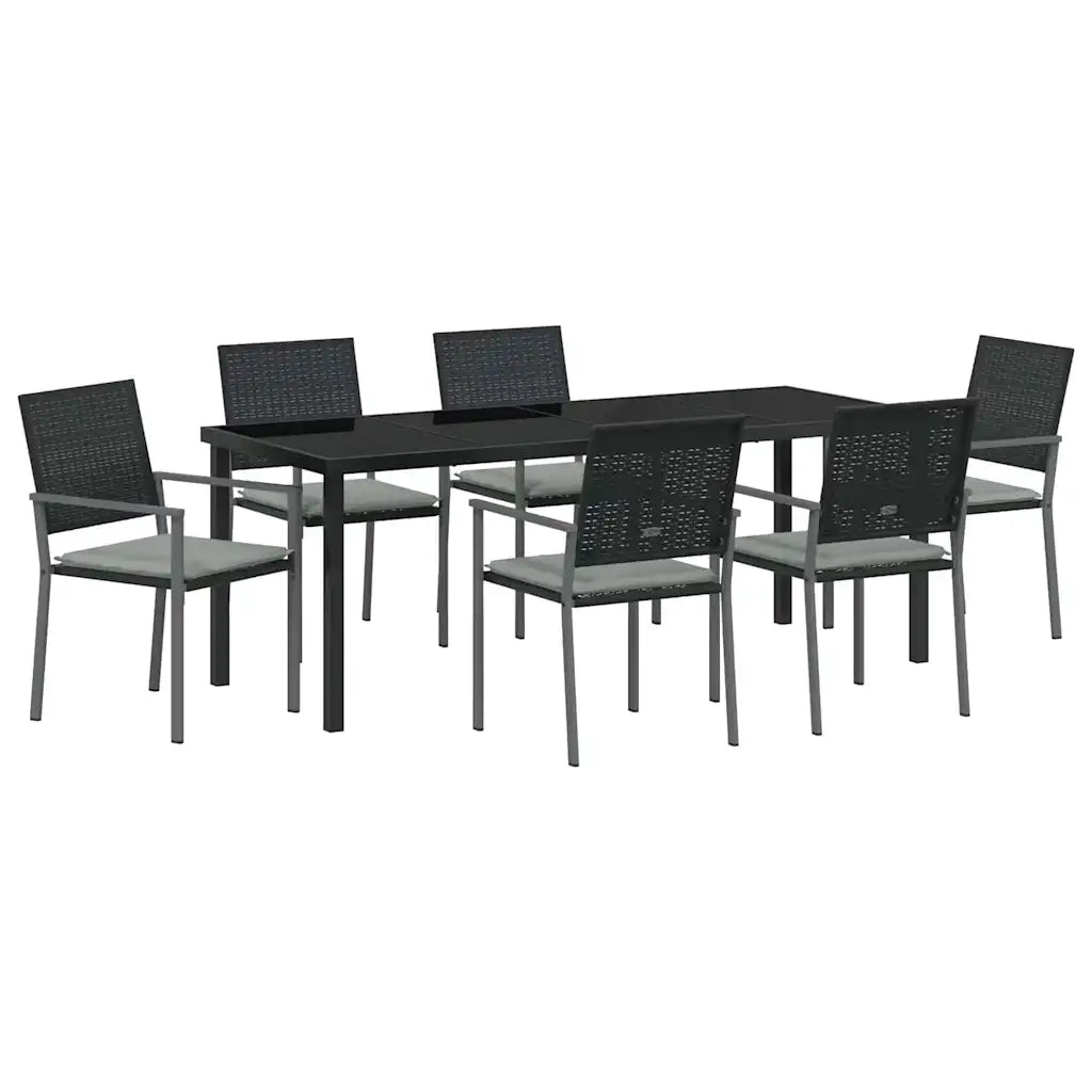 Set da Pranzo per Giardino 7 pcs Nero e Grigio Chiaro 3379077