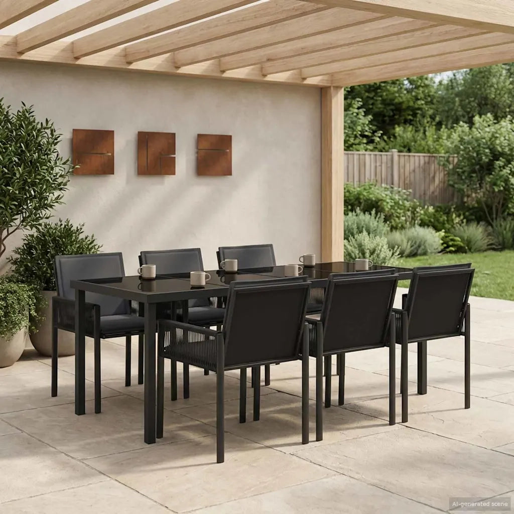 Set da Pranzo per Giardino 19 pz Nero polyrattan 3422840