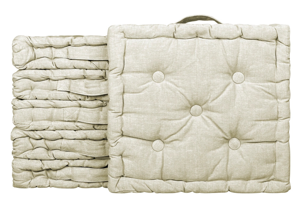 6 Pezzi Cuscini Sedia Quadrati Alti Mattonella Trapuntati 40x40 Cm Altezza 6 Cm Cuscino Spesso Cucina Interno Esterno Coprisedia Cuscino Da Pavimento Con Maniglia  Beige Melange