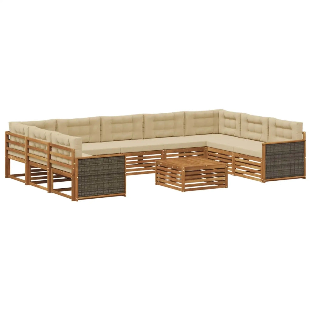 Set di divani da esterno 10 pz Naturale e Beige 3383861