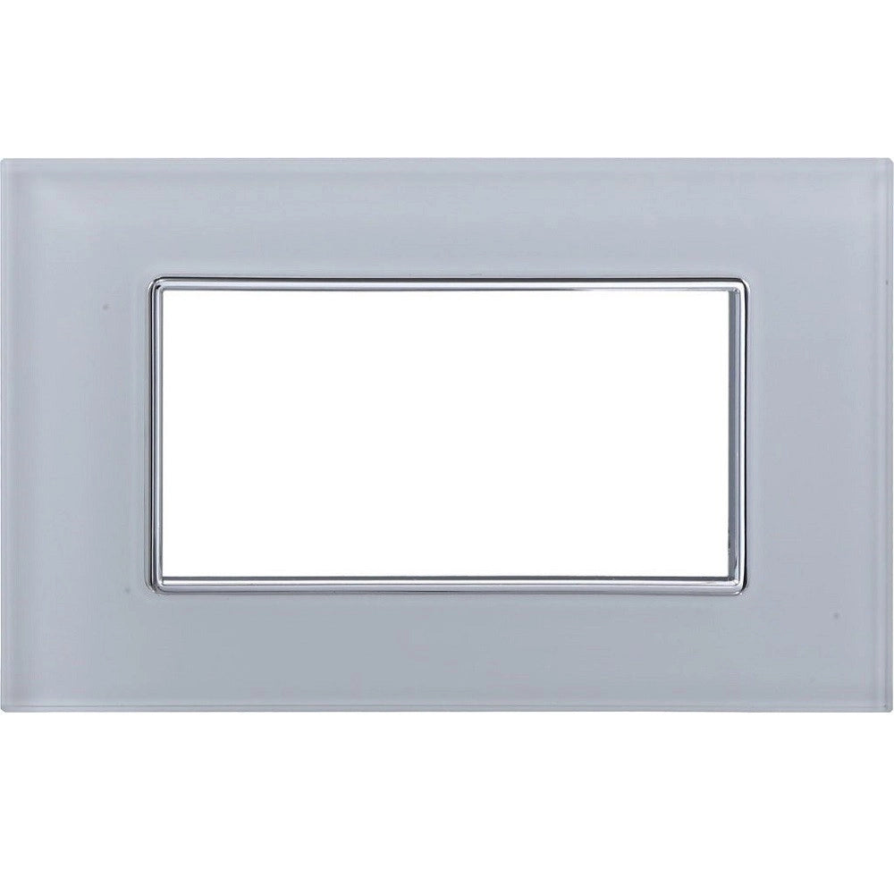 Trade Shop - Placca Cristal 3m 4m 6m Bianco Effetto Vetro Compatibile Con Bticino Axolute -  -4 Fori     -