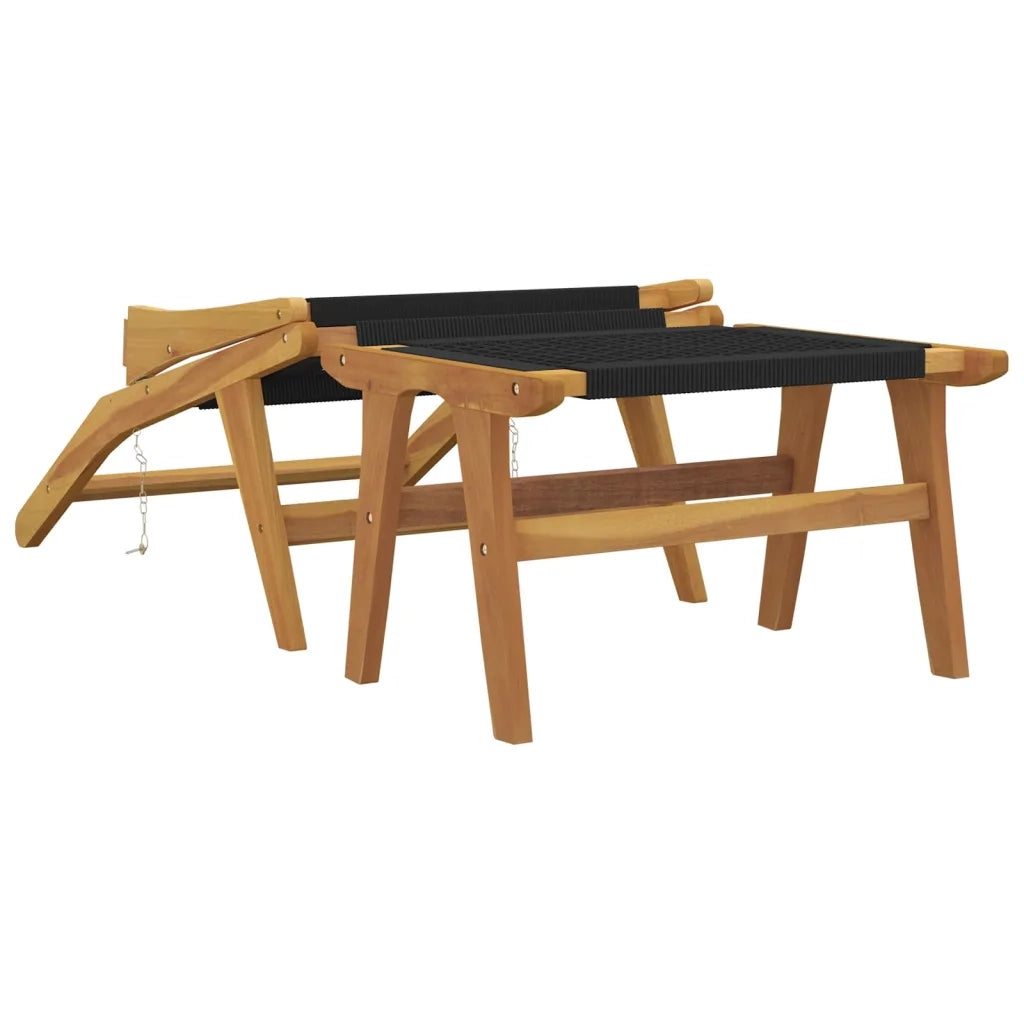 Sedia da Giardino | Sedie da Esterno Poggiapiedi Legno Massello di Teak Poliestere