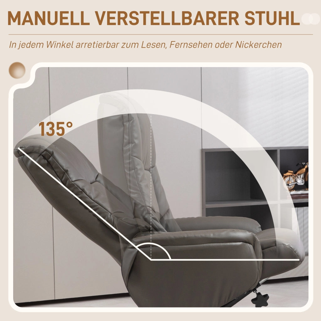 Poltrona relax reclinabile con poggiapiedi ¨C Xylo ¨C similpelle nera, portata 150 kg