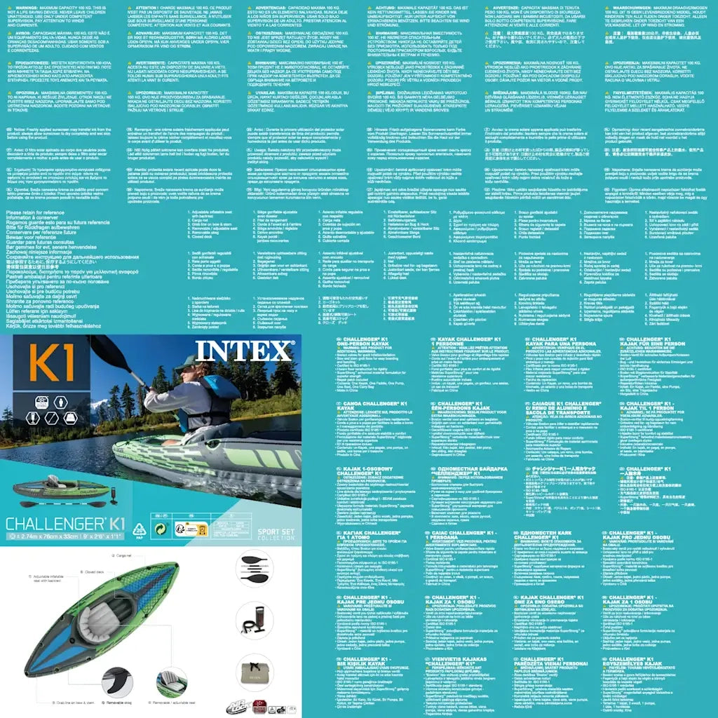 INTEX Kayak Gonfiabile Challenger K1 274x76x33 cm 3202740