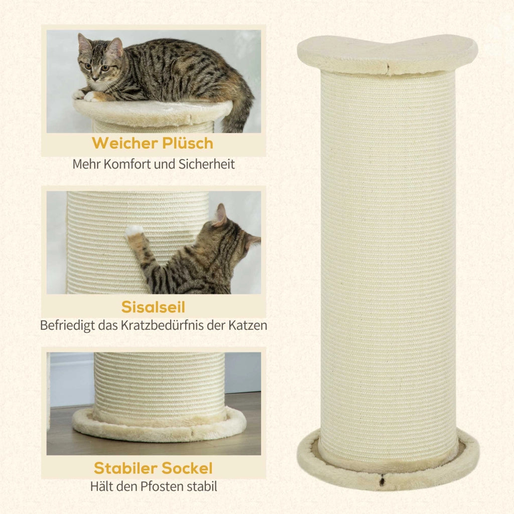 Tiragraffi per Gatti Angolare ¨C Zephmum ¨C 35x35x85 cm, Bianco Crema