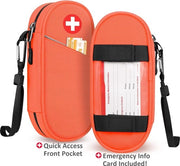 Organizzatore di Medicinali per Emergenza con Tasca Isolata per 2 Peni Epi, Inhalatore per Asma, Antistaminico, Auvi-Q, Essenziali per Allergie (Arancione)