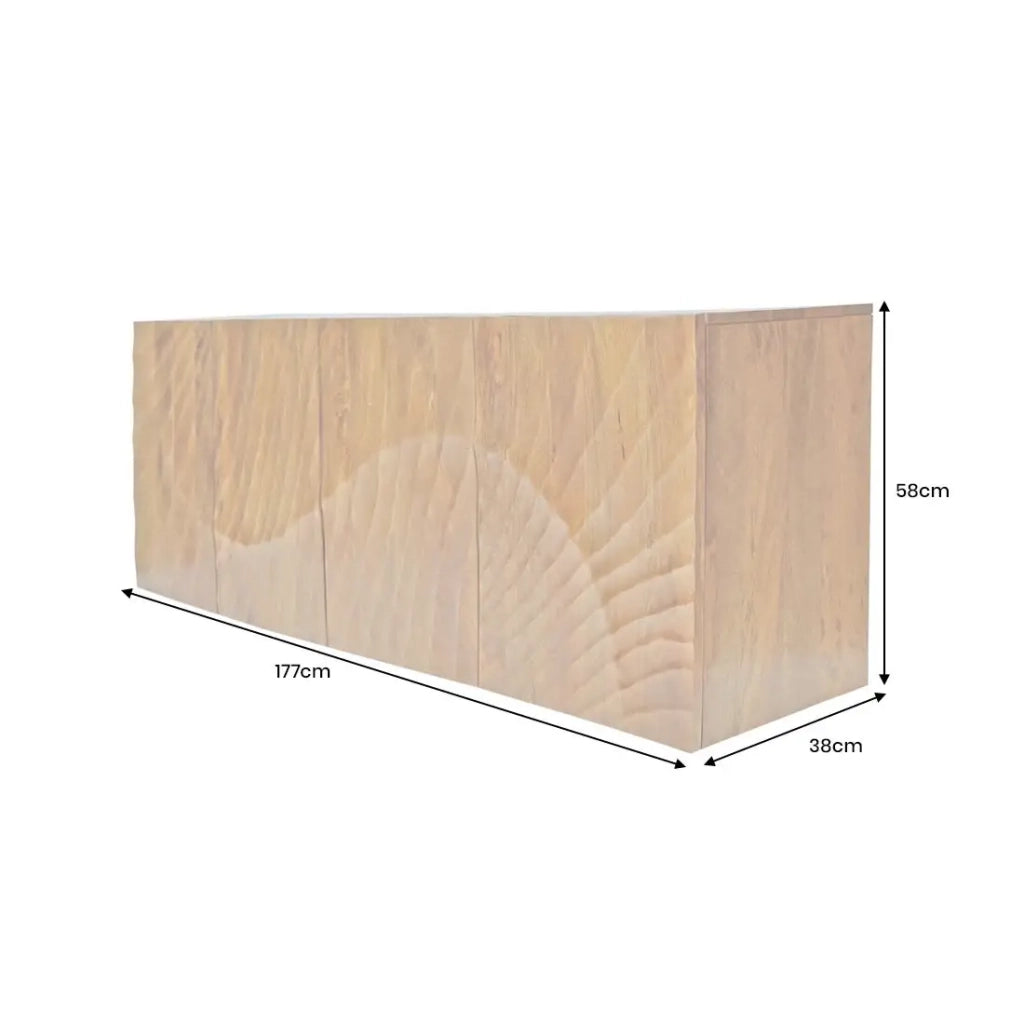 Buffet 180 cm 4 porte legno scolpito naturale – Collezione SILVA
