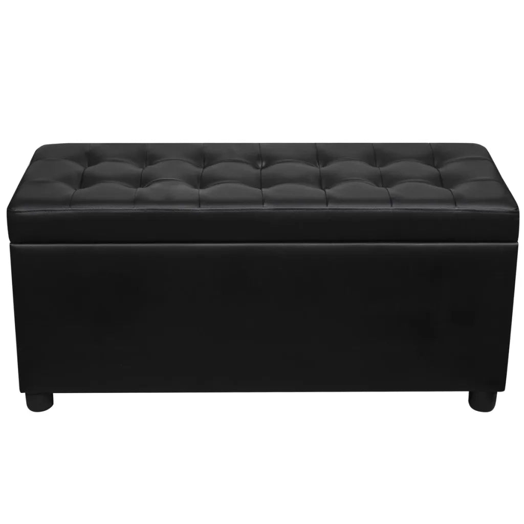 Sgabello con Contenitore in Pelle Artificiale Nero cod mxl 52627