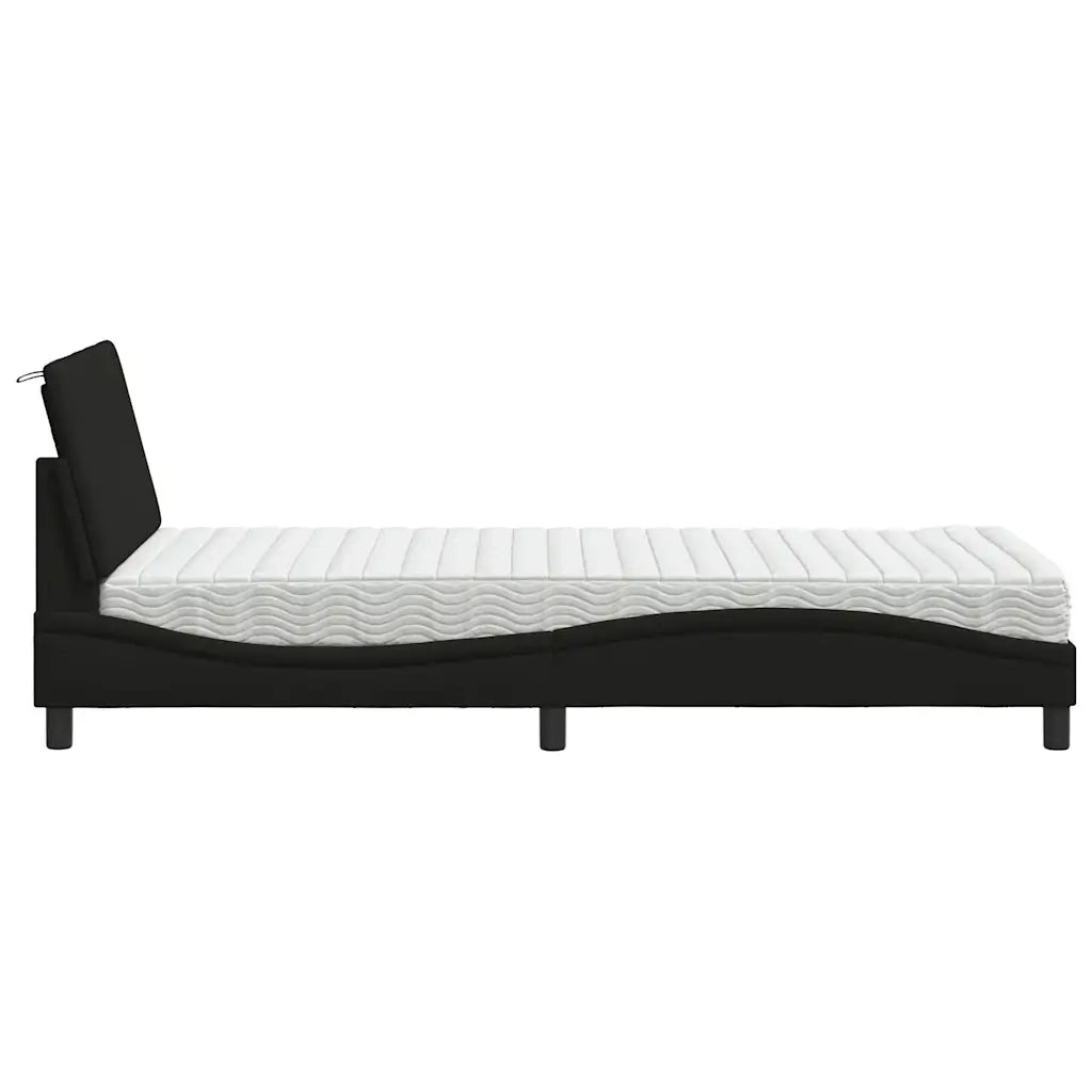 Letto con Materasso Hanko Nero 80x200 cm in Tessuto 3310491