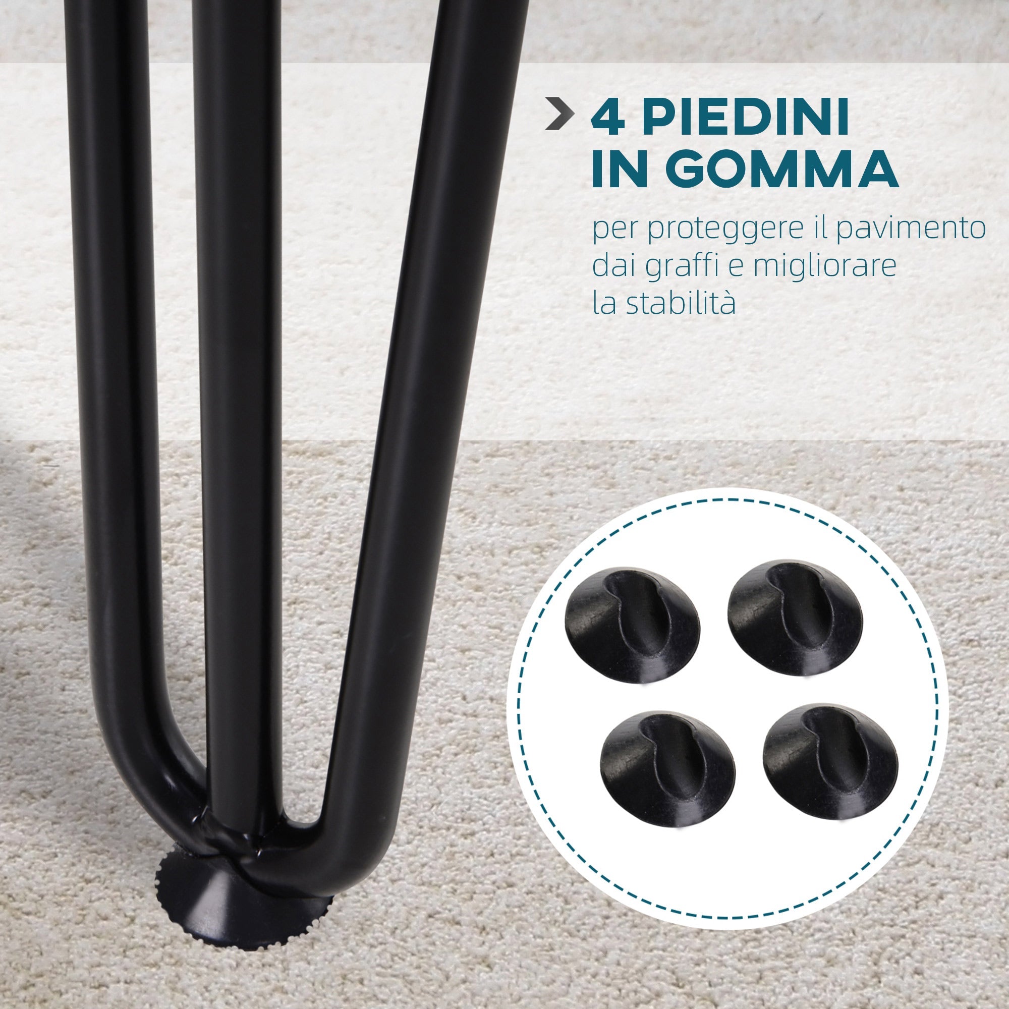 Set 4 Gambe per Tavolo 12x12x71 cm in Acciaio Preforato Nero