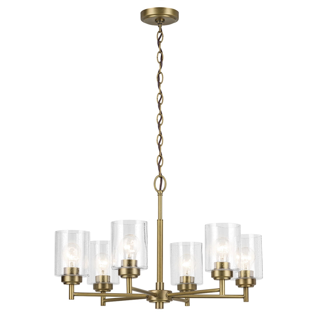 Lampadario WINSLOW ottone 6xE27 vetro bolle Kichler