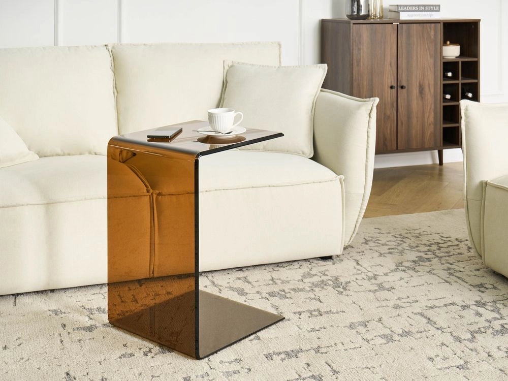 Tavolino in Vetro trasparente nero 40 x 61 cm marrone stile minimalista soggiorno cucina