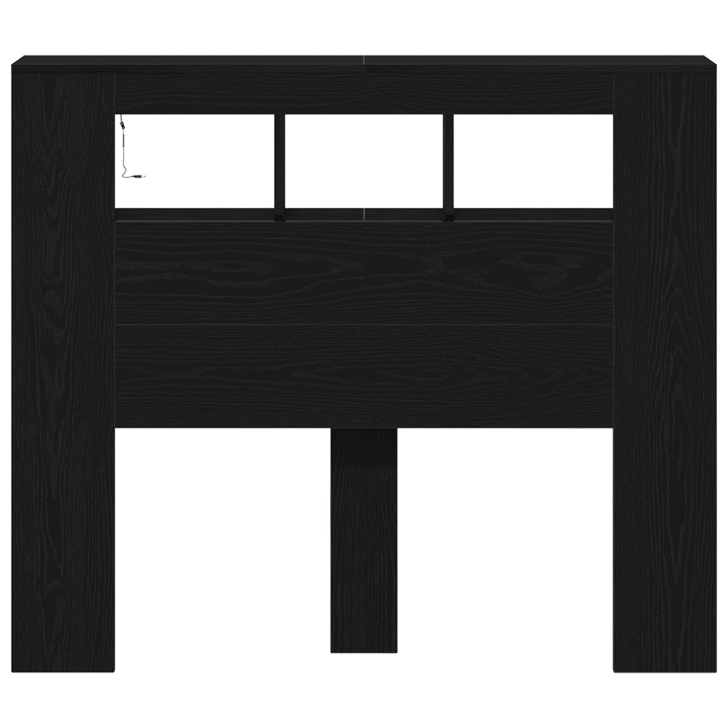 Testata per letto di stoccaggio  con luci LED Nero Rovere 120x18,5x103,5 cm